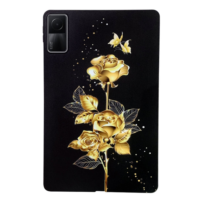 Funda de TPU para tableta inteligente con diseño de rosa dorada, For Redmi K Pad 2 8.8 inch 2026, For Redmi Pad 2 9.7 inch, For Redmi Pad Pro / Pad Pro 5G, For Redmi Pad SE 8.7 4G, For Redmi Pad SE, For Redmi Pad 10.61