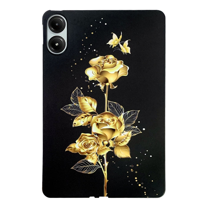 Funda de TPU para tableta inteligente con diseño de rosa dorada, For Redmi K Pad 2 8.8 inch 2026, For Redmi Pad 2 9.7 inch, For Redmi Pad Pro / Pad Pro 5G, For Redmi Pad SE 8.7 4G, For Redmi Pad SE, For Redmi Pad 10.61