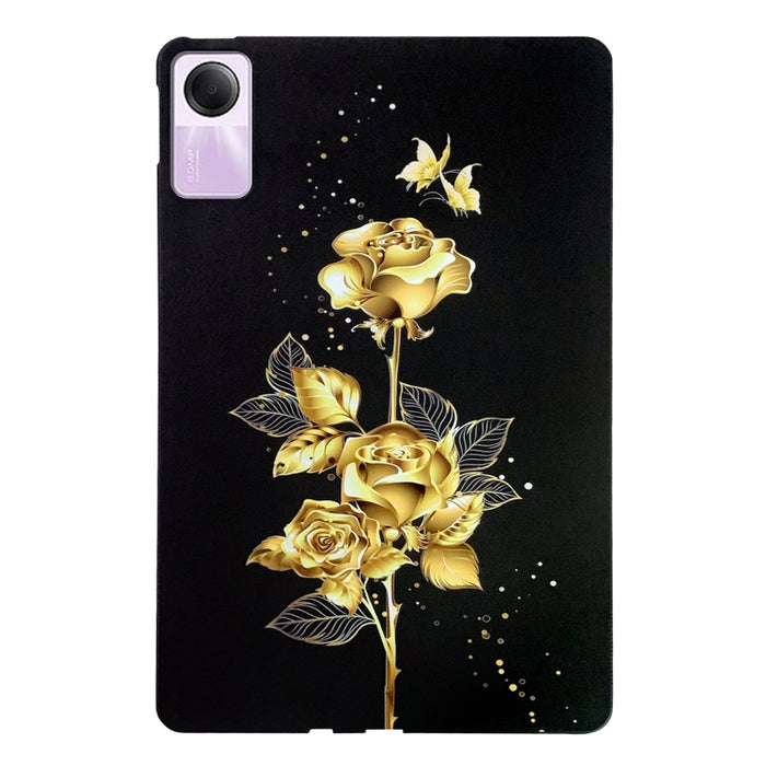 Funda de TPU para tableta inteligente con diseño de rosa dorada, For Redmi K Pad 2 8.8 inch 2026, For Redmi Pad 2 9.7 inch, For Redmi Pad Pro / Pad Pro 5G, For Redmi Pad SE 8.7 4G, For Redmi Pad SE, For Redmi Pad 10.61