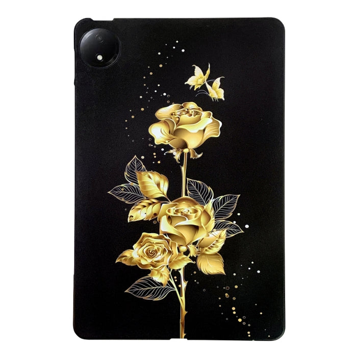Funda de TPU para tableta inteligente con diseño de rosa dorada, For Redmi K Pad 2 8.8 inch 2026, For Redmi Pad 2 9.7 inch, For Redmi Pad Pro / Pad Pro 5G, For Redmi Pad SE 8.7 4G, For Redmi Pad SE, For Redmi Pad 10.61