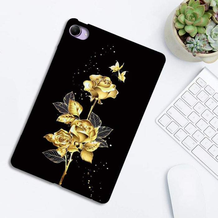 Funda de TPU para tableta inteligente con diseño de rosa dorada, For Redmi K Pad 2 8.8 inch 2026, For Redmi Pad 2 9.7 inch, For Redmi Pad Pro / Pad Pro 5G, For Redmi Pad SE 8.7 4G, For Redmi Pad SE, For Redmi Pad 10.61