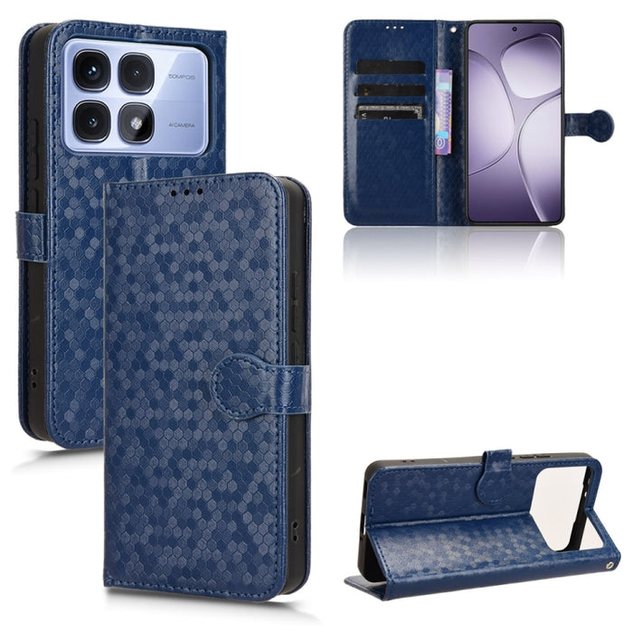Funda de cuero para teléfono con textura de puntos en forma de panal, For Xiaomi Poco X7 Pro 5G / Redmi Turbo 4 5G, For Xiaomi Poco M7 Pro 5G / Redmi Note 14 5G, For Redmi K80 / K80 Pro, For Redmi Note 14 Pro 4G, For Redmi Note 14 4G 163.25mm          ...