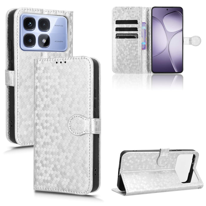 Funda de cuero para teléfono con textura de puntos en forma de panal, For Xiaomi Poco X7 Pro 5G / Redmi Turbo 4 5G, For Xiaomi Poco M7 Pro 5G / Redmi Note 14 5G, For Redmi K80 / K80 Pro, For Redmi Note 14 Pro 4G, For Redmi Note 14 4G 163.25mm          ...