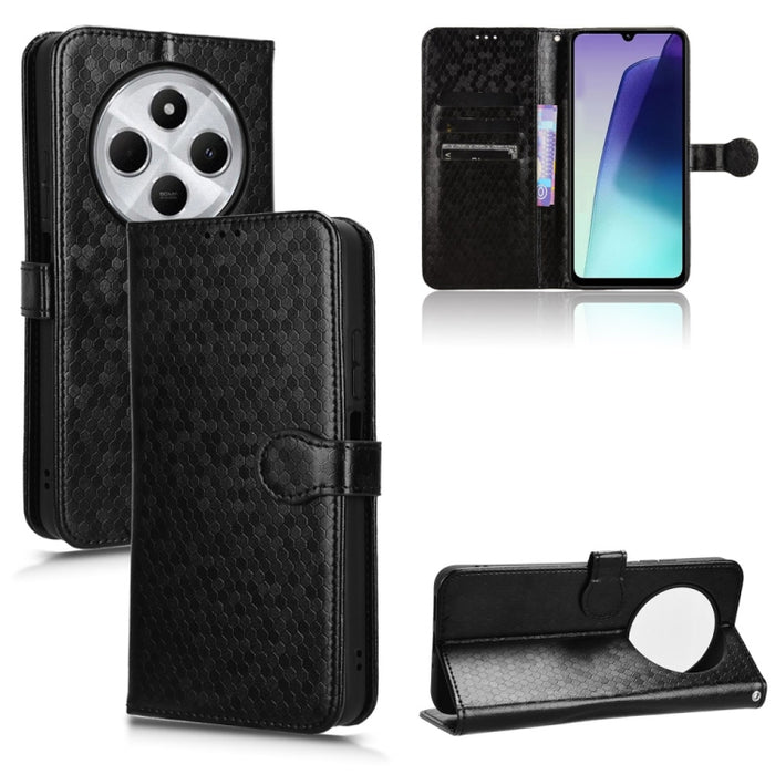 Funda de cuero para teléfono con textura de puntos en forma de panal, For Xiaomi Poco X7 Pro 5G / Redmi Turbo 4 5G, For Xiaomi Poco M7 Pro 5G / Redmi Note 14 5G, For Redmi K80 / K80 Pro, For Redmi Note 14 Pro 4G, For Redmi Note 14 4G 163.25mm          ...