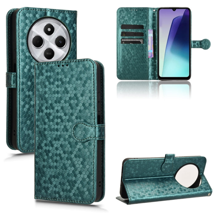 Funda de cuero para teléfono con textura de puntos en forma de panal, For Xiaomi Poco X7 Pro 5G / Redmi Turbo 4 5G, For Xiaomi Poco M7 Pro 5G / Redmi Note 14 5G, For Redmi K80 / K80 Pro, For Redmi Note 14 Pro 4G, For Redmi Note 14 4G 163.25mm          ...