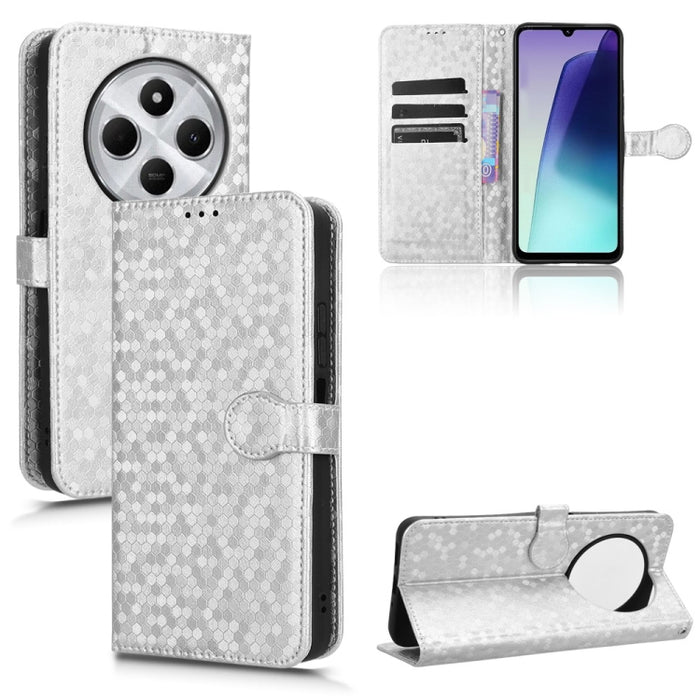 Funda de cuero para teléfono con textura de puntos en forma de panal, For Xiaomi Poco X7 Pro 5G / Redmi Turbo 4 5G, For Xiaomi Poco M7 Pro 5G / Redmi Note 14 5G, For Redmi K80 / K80 Pro, For Redmi Note 14 Pro 4G, For Redmi Note 14 4G 163.25mm          ...