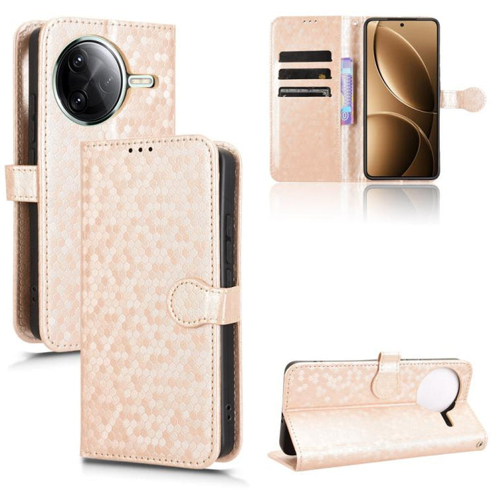 Funda de cuero para teléfono con textura de puntos en forma de panal, For Xiaomi Poco X7 Pro 5G / Redmi Turbo 4 5G, For Xiaomi Poco M7 Pro 5G / Redmi Note 14 5G, For Redmi K80 / K80 Pro, For Redmi Note 14 Pro 4G, For Redmi Note 14 4G 163.25mm          ...