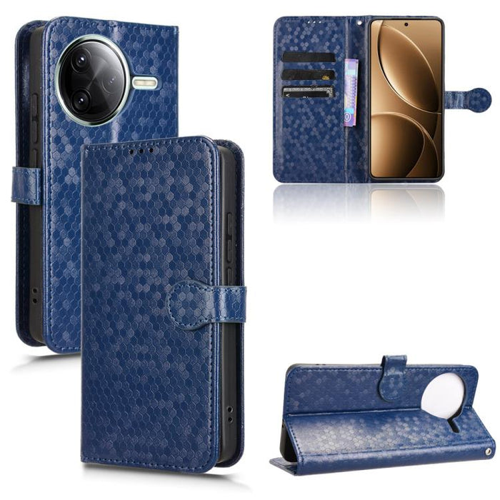 Funda de cuero para teléfono con textura de puntos en forma de panal, For Xiaomi Poco X7 Pro 5G / Redmi Turbo 4 5G, For Xiaomi Poco M7 Pro 5G / Redmi Note 14 5G, For Redmi K80 / K80 Pro, For Redmi Note 14 Pro 4G, For Redmi Note 14 4G 163.25mm          ...