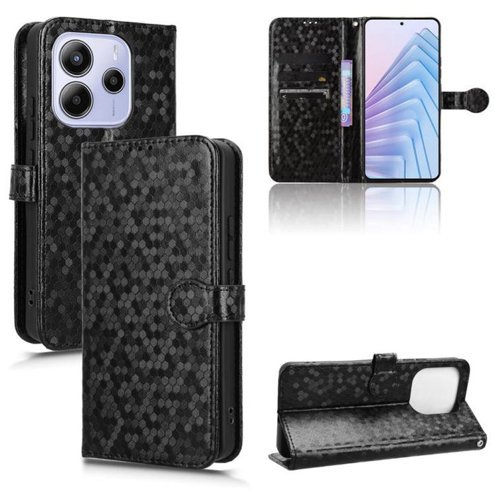 Funda de cuero para teléfono con textura de puntos en forma de panal, For Xiaomi Poco X7 Pro 5G / Redmi Turbo 4 5G, For Xiaomi Poco M7 Pro 5G / Redmi Note 14 5G, For Redmi K80 / K80 Pro, For Redmi Note 14 Pro 4G, For Redmi Note 14 4G 163.25mm          ...