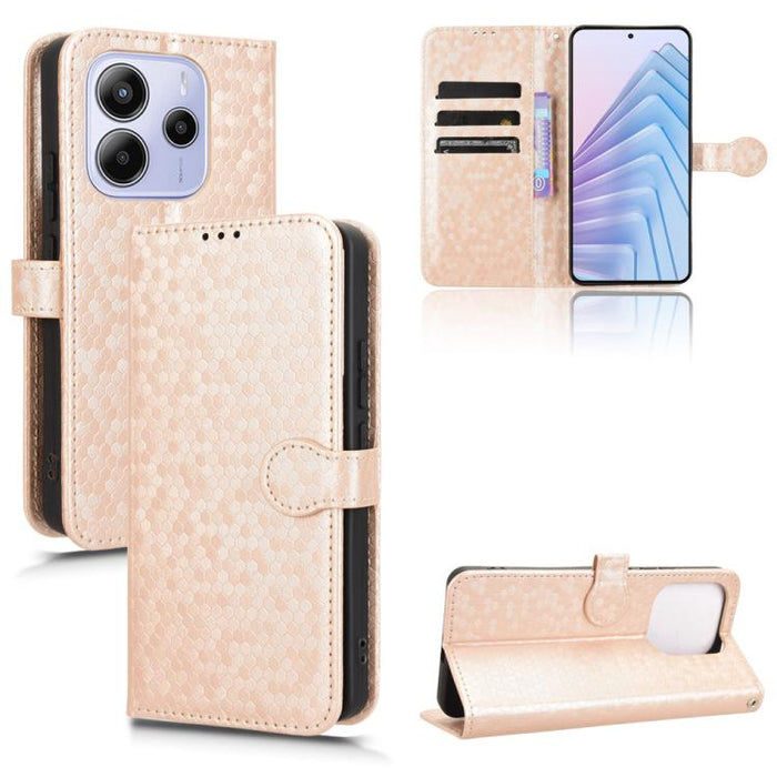 Funda de cuero para teléfono con textura de puntos en forma de panal, For Xiaomi Poco X7 Pro 5G / Redmi Turbo 4 5G, For Xiaomi Poco M7 Pro 5G / Redmi Note 14 5G, For Redmi K80 / K80 Pro, For Redmi Note 14 Pro 4G, For Redmi Note 14 4G 163.25mm          ...