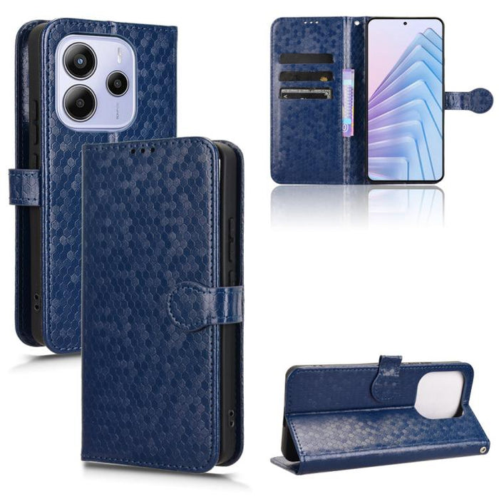 Funda de cuero para teléfono con textura de puntos en forma de panal, For Xiaomi Poco X7 Pro 5G / Redmi Turbo 4 5G, For Xiaomi Poco M7 Pro 5G / Redmi Note 14 5G, For Redmi K80 / K80 Pro, For Redmi Note 14 Pro 4G, For Redmi Note 14 4G 163.25mm          ...