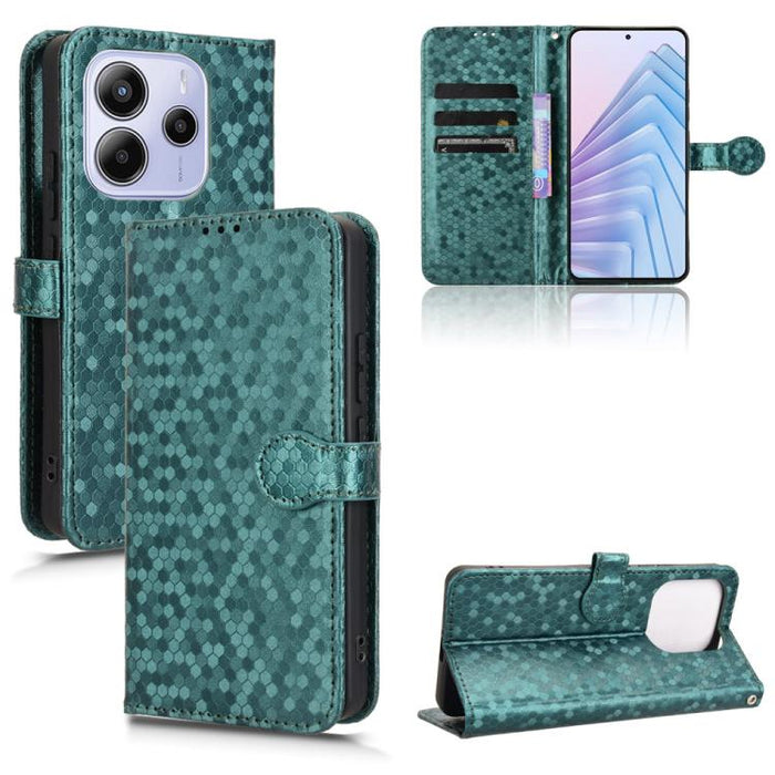 Funda de cuero para teléfono con textura de puntos en forma de panal, For Xiaomi Poco X7 Pro 5G / Redmi Turbo 4 5G, For Xiaomi Poco M7 Pro 5G / Redmi Note 14 5G, For Redmi K80 / K80 Pro, For Redmi Note 14 Pro 4G, For Redmi Note 14 4G 163.25mm          ...