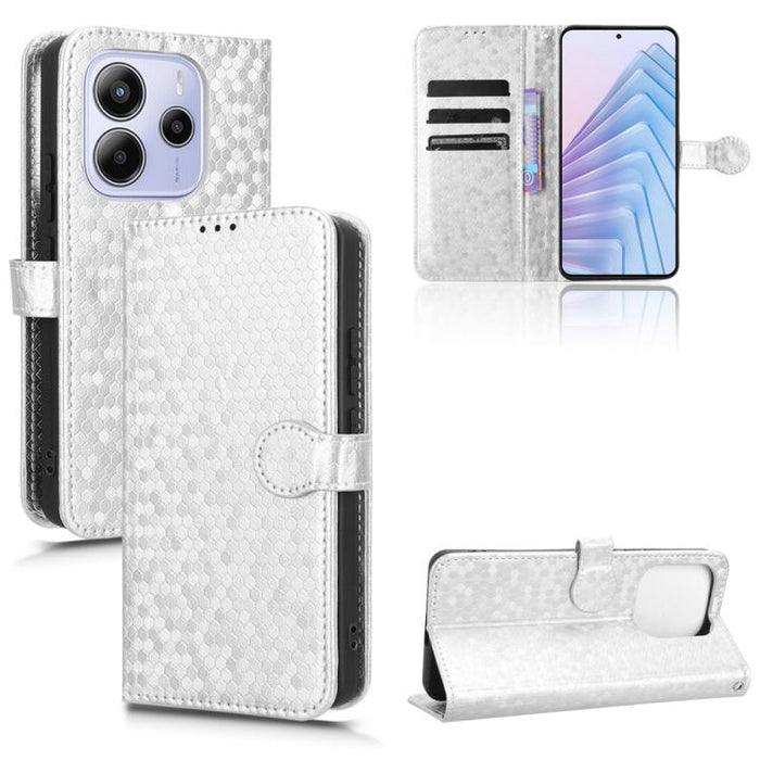 Funda de cuero para teléfono con textura de puntos en forma de panal, For Xiaomi Poco X7 Pro 5G / Redmi Turbo 4 5G, For Xiaomi Poco M7 Pro 5G / Redmi Note 14 5G, For Redmi K80 / K80 Pro, For Redmi Note 14 Pro 4G, For Redmi Note 14 4G 163.25mm          ...