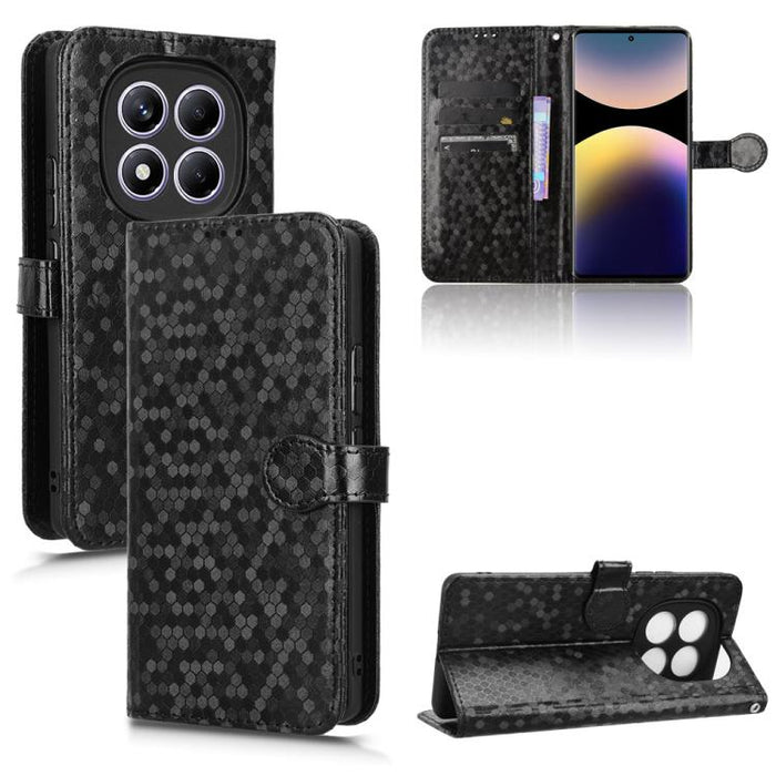 Funda de cuero para teléfono con textura de puntos en forma de panal, For Xiaomi Poco X7 Pro 5G / Redmi Turbo 4 5G, For Xiaomi Poco M7 Pro 5G / Redmi Note 14 5G, For Redmi K80 / K80 Pro, For Redmi Note 14 Pro 4G, For Redmi Note 14 4G 163.25mm          ...