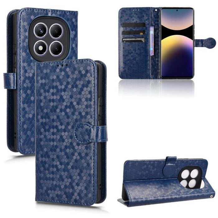 Funda de cuero para teléfono con textura de puntos en forma de panal, For Xiaomi Poco X7 Pro 5G / Redmi Turbo 4 5G, For Xiaomi Poco M7 Pro 5G / Redmi Note 14 5G, For Redmi K80 / K80 Pro, For Redmi Note 14 Pro 4G, For Redmi Note 14 4G 163.25mm          ...