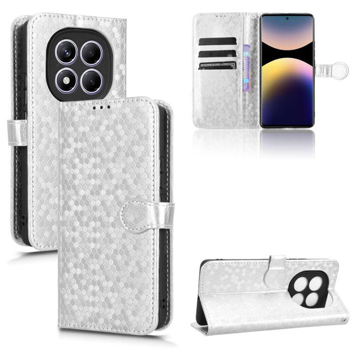 Funda de cuero para teléfono con textura de puntos en forma de panal, For Xiaomi Poco X7 Pro 5G / Redmi Turbo 4 5G, For Xiaomi Poco M7 Pro 5G / Redmi Note 14 5G, For Redmi K80 / K80 Pro, For Redmi Note 14 Pro 4G, For Redmi Note 14 4G 163.25mm          ...