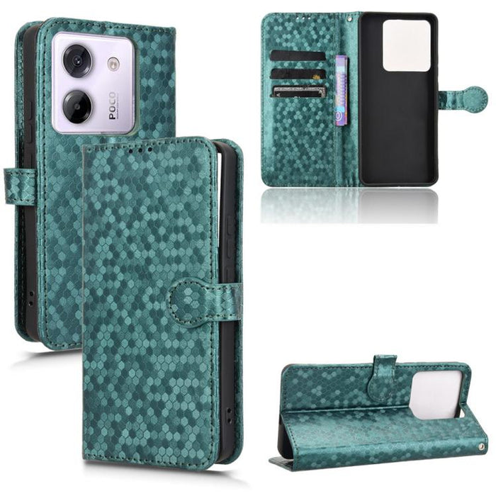 Funda de cuero para teléfono con textura de puntos en forma de panal, For Xiaomi Poco X7 Pro 5G / Redmi Turbo 4 5G, For Xiaomi Poco M7 Pro 5G / Redmi Note 14 5G, For Redmi K80 / K80 Pro, For Redmi Note 14 Pro 4G, For Redmi Note 14 4G 163.25mm          ...