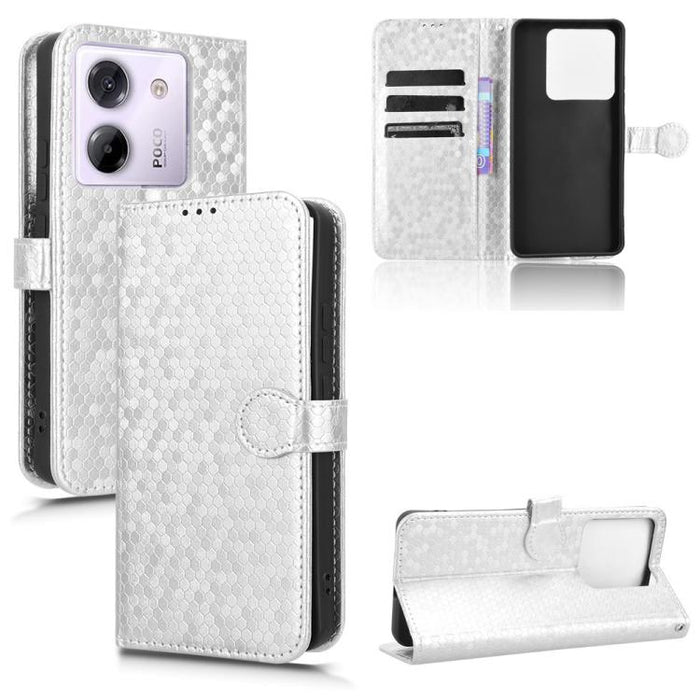Funda de cuero para teléfono con textura de puntos en forma de panal, For Xiaomi Poco X7 Pro 5G / Redmi Turbo 4 5G, For Xiaomi Poco M7 Pro 5G / Redmi Note 14 5G, For Redmi K80 / K80 Pro, For Redmi Note 14 Pro 4G, For Redmi Note 14 4G 163.25mm          ...