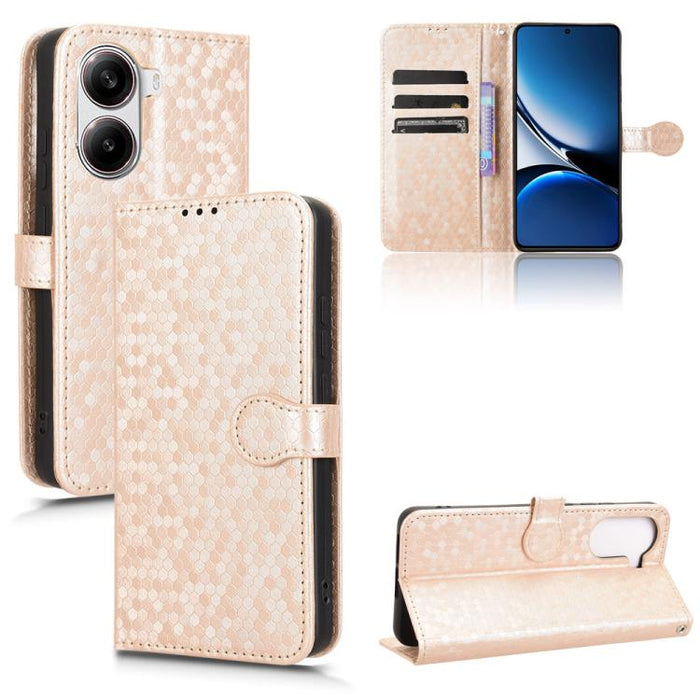 Funda de cuero para teléfono con textura de puntos en forma de panal, For Xiaomi Poco X7 Pro 5G / Redmi Turbo 4 5G, For Xiaomi Poco M7 Pro 5G / Redmi Note 14 5G, For Redmi K80 / K80 Pro, For Redmi Note 14 Pro 4G, For Redmi Note 14 4G 163.25mm          ...