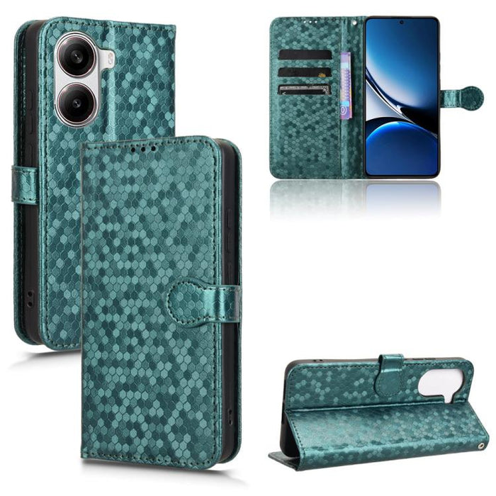 Funda de cuero para teléfono con textura de puntos en forma de panal, For Xiaomi Poco X7 Pro 5G / Redmi Turbo 4 5G, For Xiaomi Poco M7 Pro 5G / Redmi Note 14 5G, For Redmi K80 / K80 Pro, For Redmi Note 14 Pro 4G, For Redmi Note 14 4G 163.25mm          ...