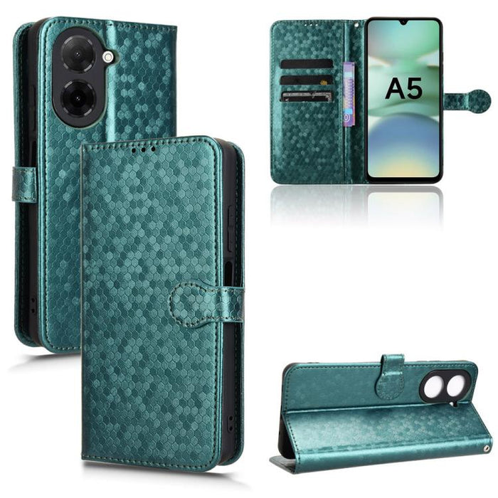 Funda de cuero para teléfono con textura de puntos en forma de panal, For Xiaomi Poco X7 Pro 5G / Redmi Turbo 4 5G, For Xiaomi Poco M7 Pro 5G / Redmi Note 14 5G, For Redmi K80 / K80 Pro, For Redmi Note 14 Pro 4G, For Redmi Note 14 4G 163.25mm          ...
