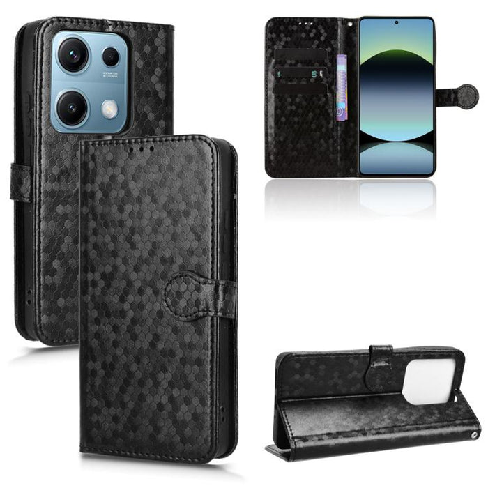 Funda de cuero para teléfono con textura de puntos en forma de panal, For Xiaomi Poco X7 Pro 5G / Redmi Turbo 4 5G, For Xiaomi Poco M7 Pro 5G / Redmi Note 14 5G, For Redmi K80 / K80 Pro, For Redmi Note 14 Pro 4G, For Redmi Note 14 4G 163.25mm          ...