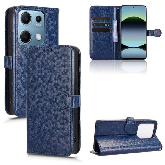 Funda de cuero para teléfono con textura de puntos en forma de panal, For Xiaomi Poco X7 Pro 5G / Redmi Turbo 4 5G, For Xiaomi Poco M7 Pro 5G / Redmi Note 14 5G, For Redmi K80 / K80 Pro, For Redmi Note 14 Pro 4G, For Redmi Note 14 4G 163.25mm          ...