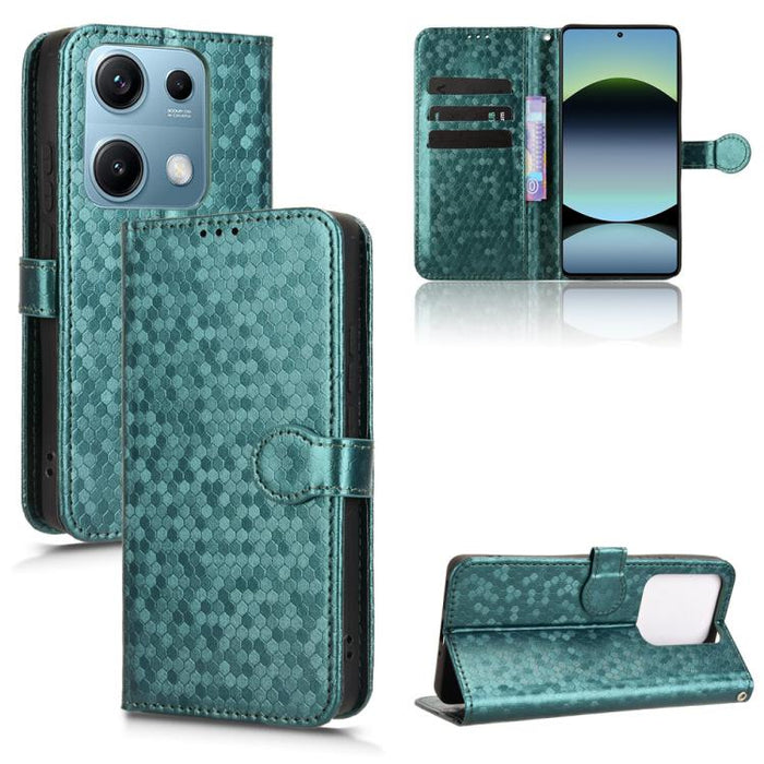 Funda de cuero para teléfono con textura de puntos en forma de panal, For Xiaomi Poco X7 Pro 5G / Redmi Turbo 4 5G, For Xiaomi Poco M7 Pro 5G / Redmi Note 14 5G, For Redmi K80 / K80 Pro, For Redmi Note 14 Pro 4G, For Redmi Note 14 4G 163.25mm          ...