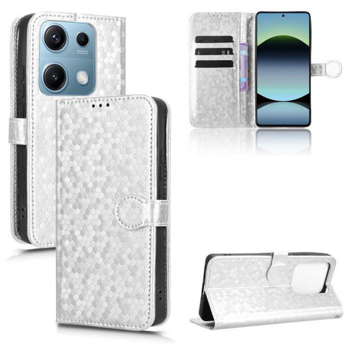 Funda de cuero para teléfono con textura de puntos en forma de panal, For Xiaomi Poco X7 Pro 5G / Redmi Turbo 4 5G, For Xiaomi Poco M7 Pro 5G / Redmi Note 14 5G, For Redmi K80 / K80 Pro, For Redmi Note 14 Pro 4G, For Redmi Note 14 4G 163.25mm          ...
