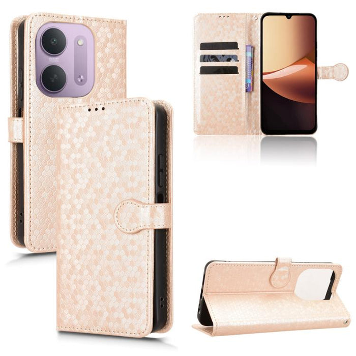 Funda de cuero para teléfono con textura de puntos en forma de panal, For Redmi A7 Pro 171mm / Poco C85x 5G, For Redmi 15a 5G / R70 5G / R70m 5G, For Redmi Turbo 5 Max 5G / Poco X8 Pro Max 5G, For Redmi Note 15 5G / 4G 164mm / Poco M8 5G               ...