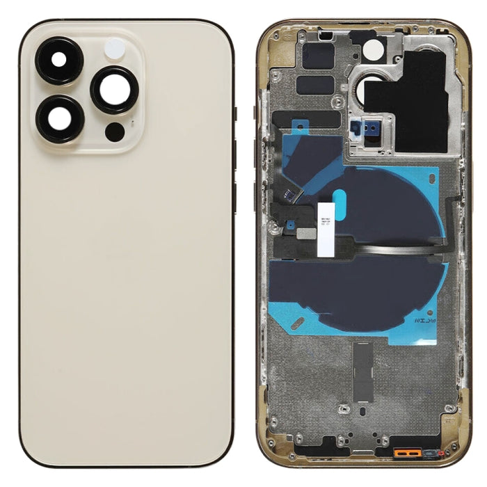 Para iPhone 14 Pro, tapa trasera de batería con cable flexible de encendido y volumen y módulo de carga inalámbrica, China Version, CE EU Version, US Version