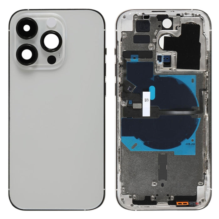 Para iPhone 14 Pro, tapa trasera de batería con cable flexible de encendido y volumen y módulo de carga inalámbrica, China Version, CE EU Version, US Version