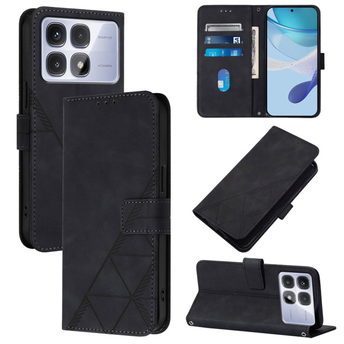 Funda para teléfono con tapa de cuero con relieve 3D y diseño cruzado, For Redmi K80 / K80 Pro, For Redmi Note 14 Pro 4G, For Redmi Note 14 4G 163.25mm, For Redmi K70 Ultra 5G Global, For Redmi 13 4G / Note 13R