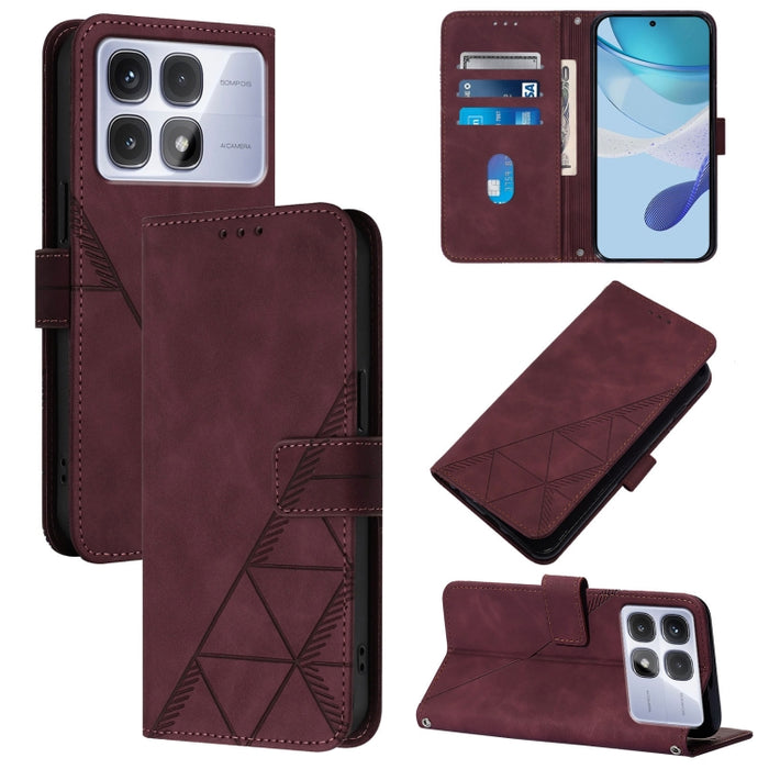 Funda para teléfono con tapa de cuero con relieve 3D y diseño cruzado, For Redmi K80 / K80 Pro, For Redmi Note 14 Pro 4G, For Redmi Note 14 4G 163.25mm, For Redmi K70 Ultra 5G Global, For Redmi 13 4G / Note 13R