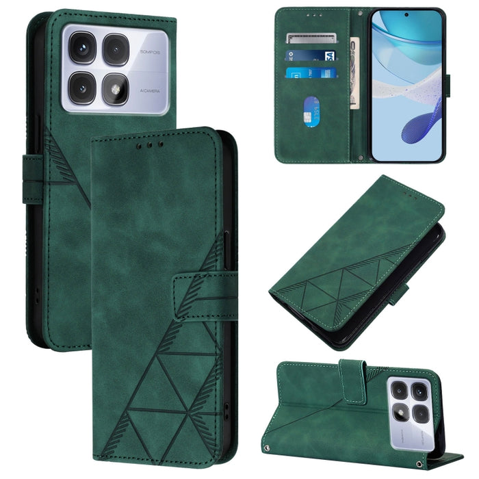 Funda para teléfono con tapa de cuero con relieve 3D y diseño cruzado, For Redmi K80 / K80 Pro, For Redmi Note 14 Pro 4G, For Redmi Note 14 4G 163.25mm, For Redmi K70 Ultra 5G Global, For Redmi 13 4G / Note 13R