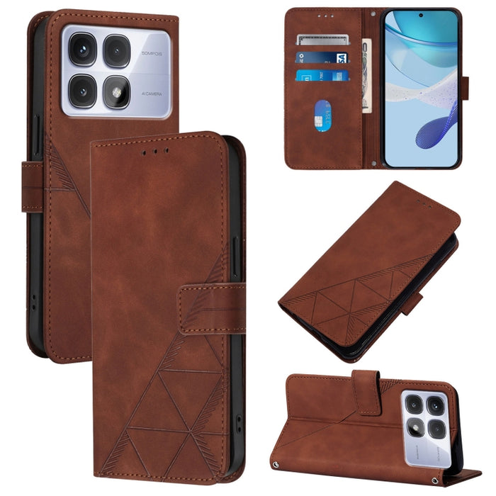 Funda para teléfono con tapa de cuero con relieve 3D y diseño cruzado, For Redmi K80 / K80 Pro, For Redmi Note 14 Pro 4G, For Redmi Note 14 4G 163.25mm, For Redmi K70 Ultra 5G Global, For Redmi 13 4G / Note 13R