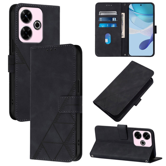 Funda para teléfono con tapa de cuero con relieve 3D y diseño cruzado, For Redmi K80 / K80 Pro, For Redmi Note 14 Pro 4G, For Redmi Note 14 4G 163.25mm, For Redmi K70 Ultra 5G Global, For Redmi 13 4G / Note 13R