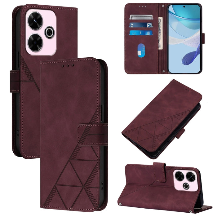 Funda para teléfono con tapa de cuero con relieve 3D y diseño cruzado, For Redmi K80 / K80 Pro, For Redmi Note 14 Pro 4G, For Redmi Note 14 4G 163.25mm, For Redmi K70 Ultra 5G Global, For Redmi 13 4G / Note 13R