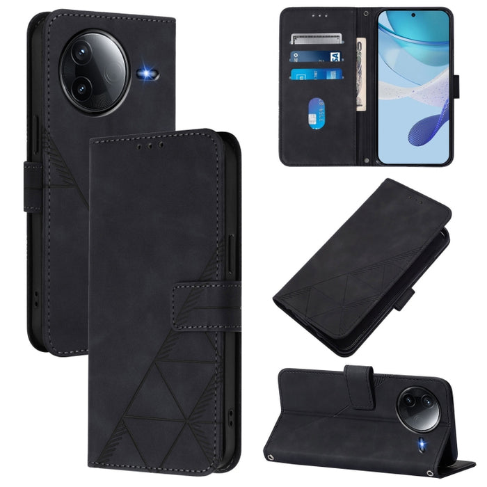 Funda para teléfono con tapa de cuero con relieve 3D y diseño cruzado, For Redmi K80 / K80 Pro, For Redmi Note 14 Pro 4G, For Redmi Note 14 4G 163.25mm, For Redmi K70 Ultra 5G Global, For Redmi 13 4G / Note 13R