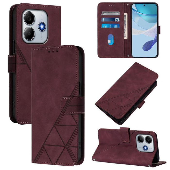Funda para teléfono con tapa de cuero con relieve 3D y diseño cruzado, For Redmi K80 / K80 Pro, For Redmi Note 14 Pro 4G, For Redmi Note 14 4G 163.25mm, For Redmi K70 Ultra 5G Global, For Redmi 13 4G / Note 13R