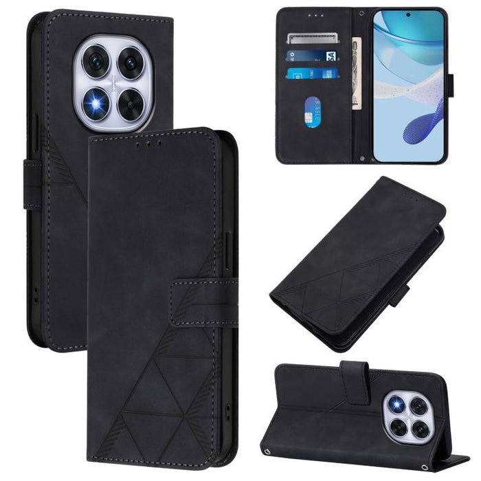 Funda para teléfono con tapa de cuero con relieve 3D y diseño cruzado, For Redmi K80 / K80 Pro, For Redmi Note 14 Pro 4G, For Redmi Note 14 4G 163.25mm, For Redmi K70 Ultra 5G Global, For Redmi 13 4G / Note 13R