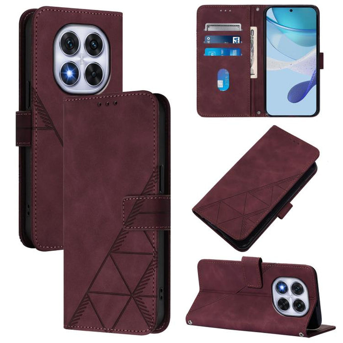 Funda para teléfono con tapa de cuero con relieve 3D y diseño cruzado, For Redmi K80 / K80 Pro, For Redmi Note 14 Pro 4G, For Redmi Note 14 4G 163.25mm, For Redmi K70 Ultra 5G Global, For Redmi 13 4G / Note 13R