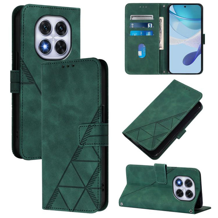 Funda para teléfono con tapa de cuero con relieve 3D y diseño cruzado, For Redmi K80 / K80 Pro, For Redmi Note 14 Pro 4G, For Redmi Note 14 4G 163.25mm, For Redmi K70 Ultra 5G Global, For Redmi 13 4G / Note 13R