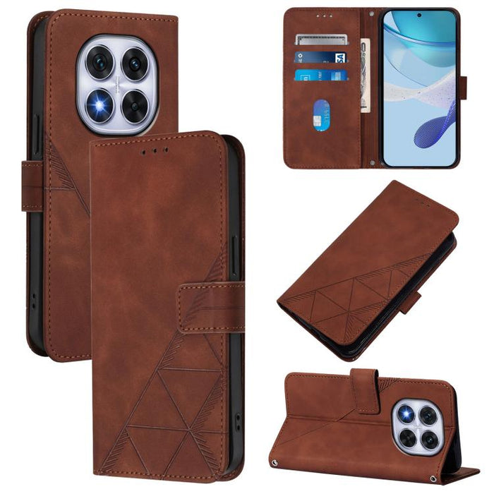 Funda para teléfono con tapa de cuero con relieve 3D y diseño cruzado, For Redmi K80 / K80 Pro, For Redmi Note 14 Pro 4G, For Redmi Note 14 4G 163.25mm, For Redmi K70 Ultra 5G Global, For Redmi 13 4G / Note 13R