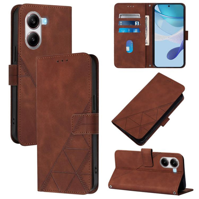 Funda para teléfono con tapa de cuero con relieve 3D y diseño cruzado, For Redmi K80 / K80 Pro, For Redmi Note 14 Pro 4G, For Redmi Note 14 4G 163.25mm, For Redmi K70 Ultra 5G Global, For Redmi 13 4G / Note 13R