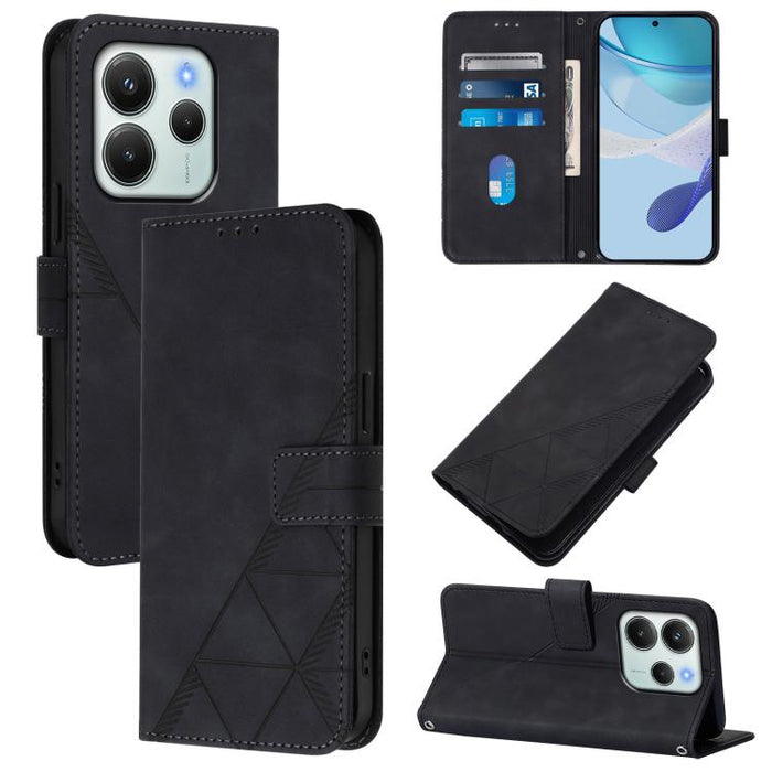 Funda para teléfono con tapa de cuero con relieve 3D y diseño cruzado, For Redmi A5 4G 171.7mm, For Redmi K90 Max 5G, For Redmi A7 Pro 4G/5G 171mm / Poco C85x 5G, For Redmi 15a 5G Global, For Redmi Turbo 5 5G Global/Poco X8 Pro 5G                      ...