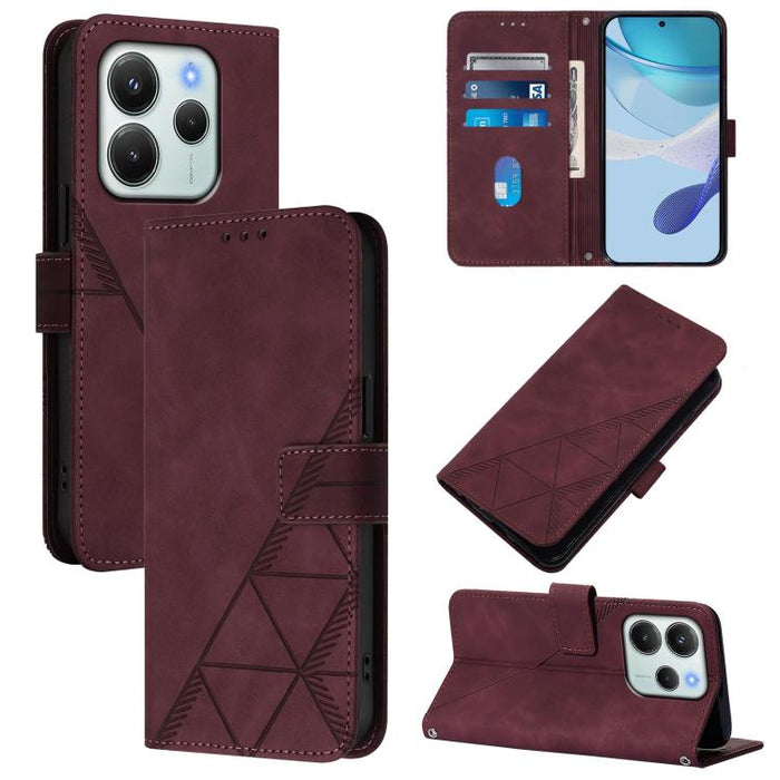 Funda para teléfono con tapa de cuero con relieve 3D y diseño cruzado, For Redmi K80 / K80 Pro, For Redmi Note 14 Pro 4G, For Redmi Note 14 4G 163.25mm, For Redmi K70 Ultra 5G Global, For Redmi 13 4G / Note 13R