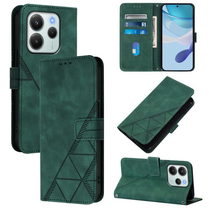 Funda para teléfono con tapa de cuero con relieve 3D y diseño cruzado, For Redmi K80 / K80 Pro, For Redmi Note 14 Pro 4G, For Redmi Note 14 4G 163.25mm, For Redmi K70 Ultra 5G Global, For Redmi 13 4G / Note 13R