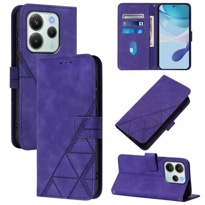 Funda para teléfono con tapa de cuero con relieve 3D y diseño cruzado, For Redmi K80 / K80 Pro, For Redmi Note 14 Pro 4G, For Redmi Note 14 4G 163.25mm, For Redmi K70 Ultra 5G Global, For Redmi 13 4G / Note 13R