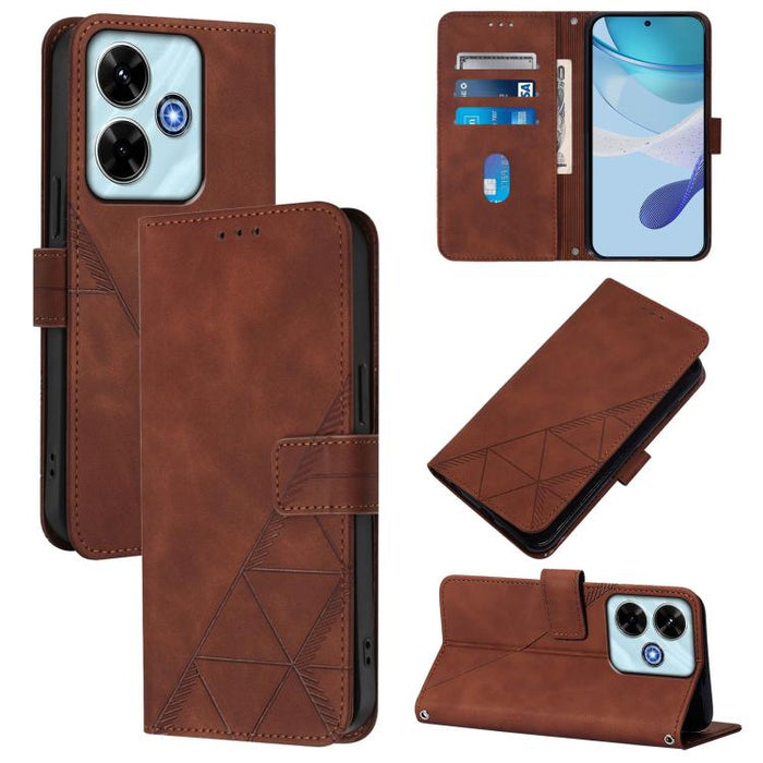 Funda para teléfono con tapa de cuero con relieve 3D y diseño cruzado, For Redmi A5 4G 171.7mm, For Redmi K90 Max 5G, For Redmi A7 Pro 4G/5G 171mm / Poco C85x 5G, For Redmi 15a 5G Global, For Redmi Turbo 5 5G Global/Poco X8 Pro 5G                      ...